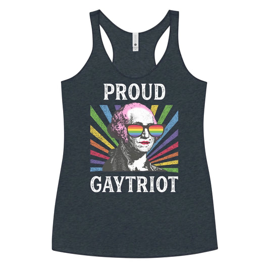 Gaytriot Women’s Racerback Tank Top, LGBTQ Pride, George Washington, Patriotic Drag, Rainbow, Rebel Girl Rampage
