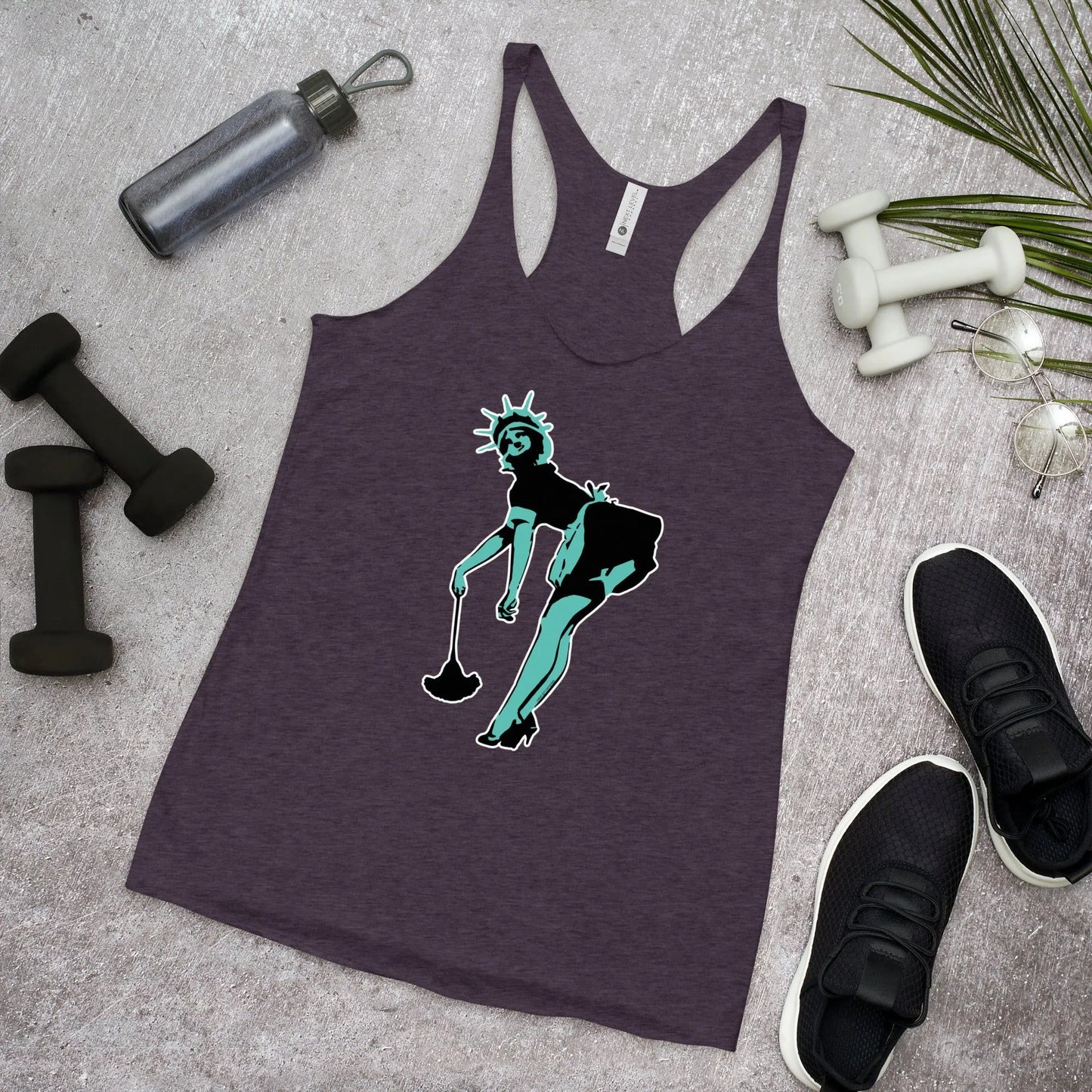 Lady Liberty Graffiti Stencil Art French Maid Amerikkka Racerback Tank Top Rebel Girl Rampage