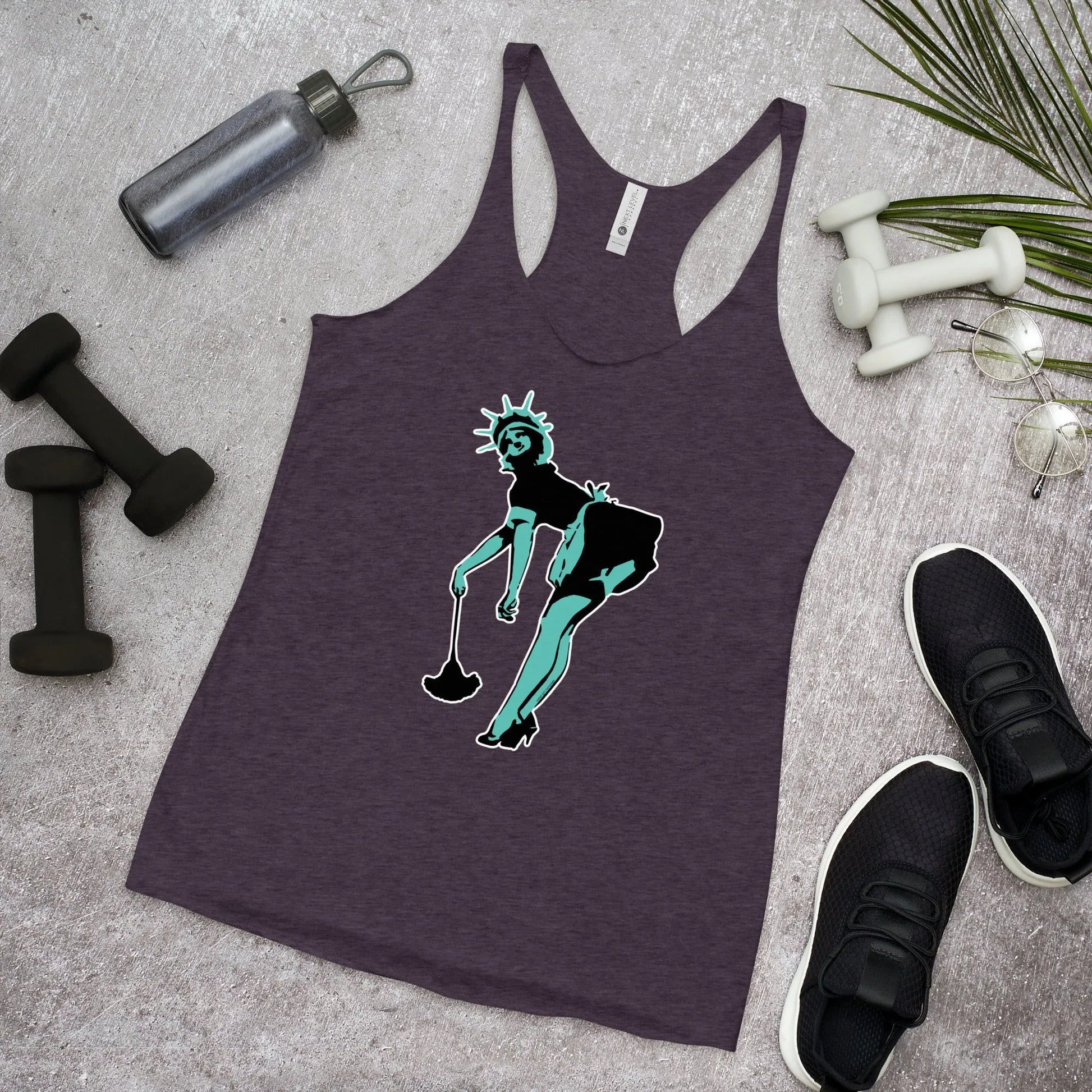 Lady Liberty Graffiti Stencil Art French Maid Amerikkka Racerback Tank Top Rebel Girl Rampage