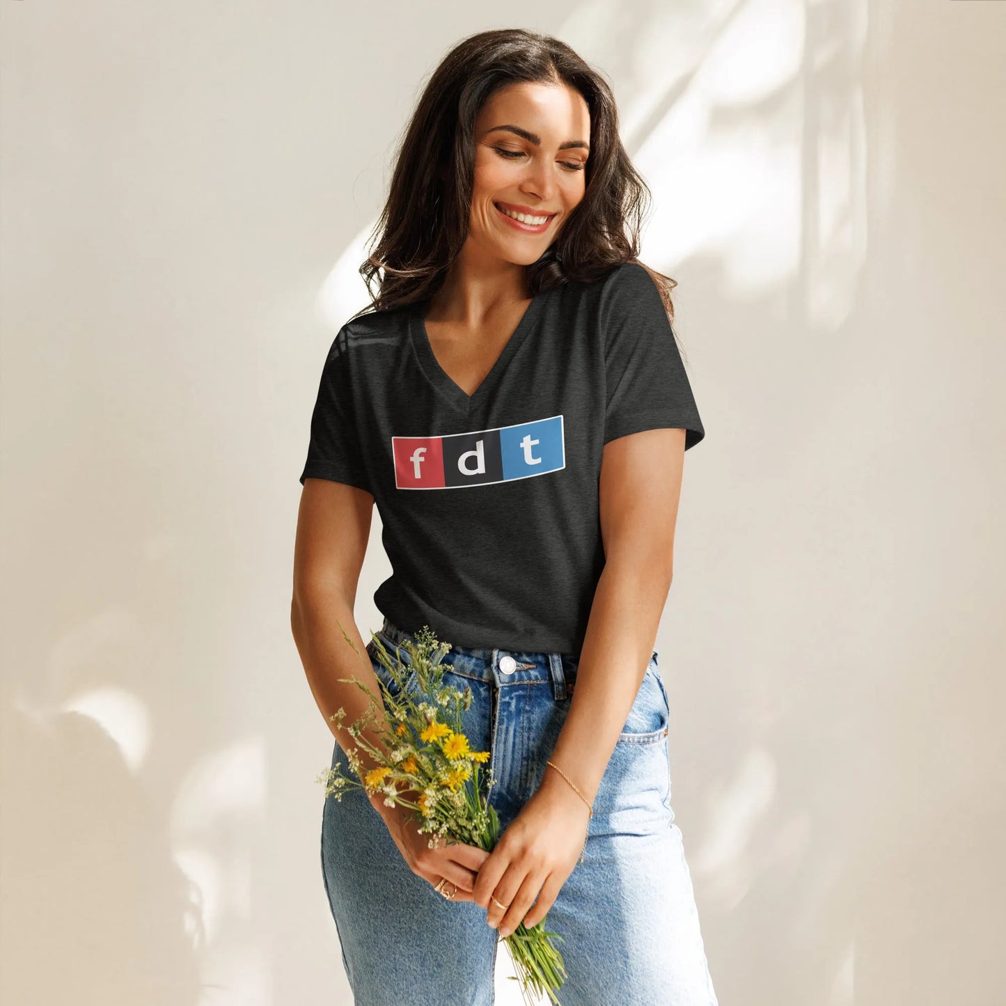 FDT WOmen’s V-Neck Relaxed Fit T-Shirt, Public Broadcasting Radio, Protest, Anne Lesniak, Rebel Girl Rampage