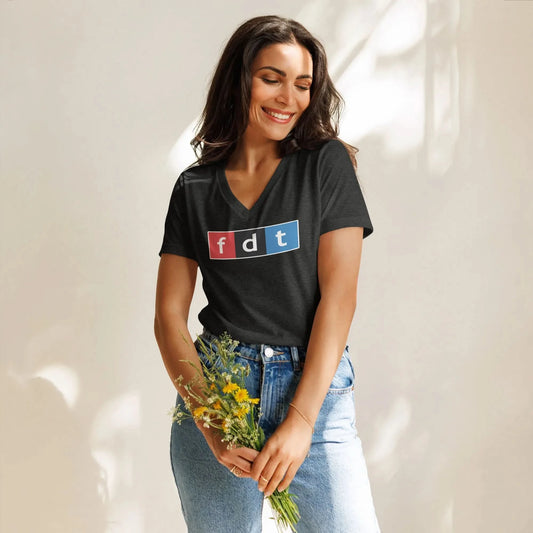 FDT WOmen’s V-Neck Relaxed Fit T-Shirt, Public Broadcasting Radio, Protest, Anne Lesniak, Rebel Girl Rampage