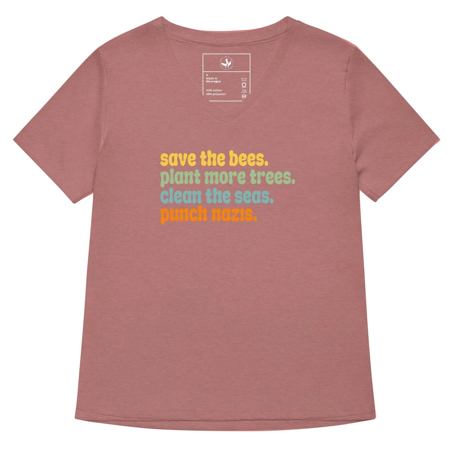Bees, Seas, Trees, Punch Nazi’s Rhyme Women’ s V-Neck Tri-Blend T-Shirt, Anti Fascist, Pro Environment graphic tee, Anne Lesniak, Rebel Girl Rampage