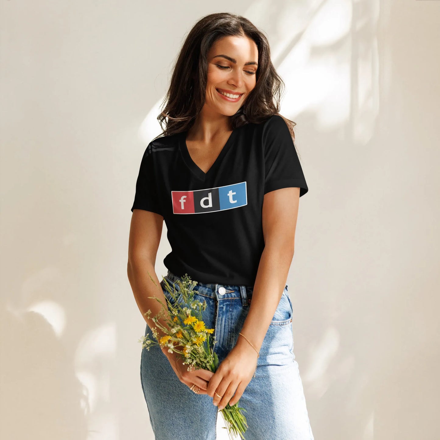 FDT Women’s V-Neck Relaxed Fit T-Shirt, Public Broadcasting, Community Radio,  Protest, Anne Lesniak, Rebel Girl Rampage