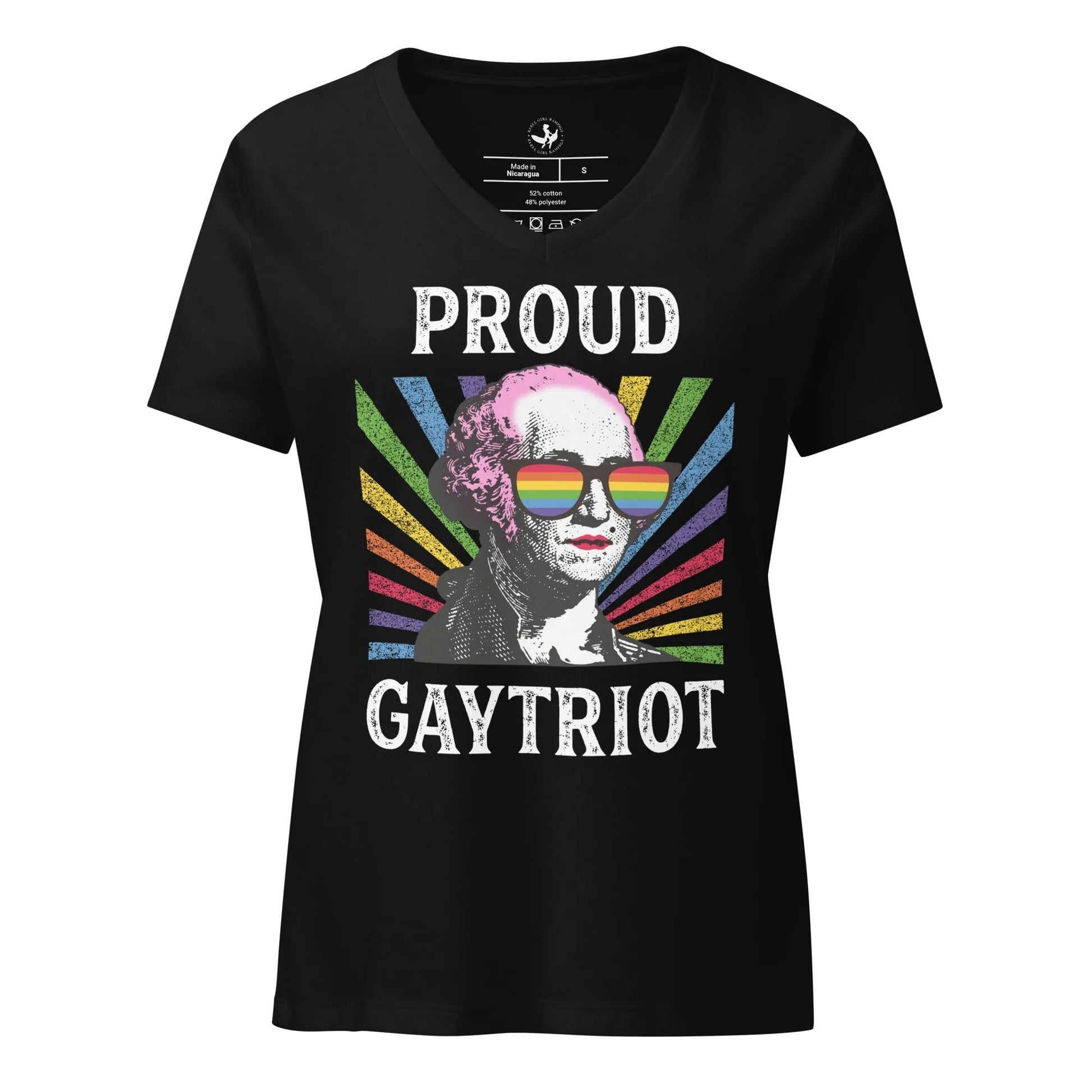 Proud Gaytriot Women’s V Neck T Shirt, LGBTQ Pride, Drag Queens,  Anne Leaniak, Rebel Girl Rampage