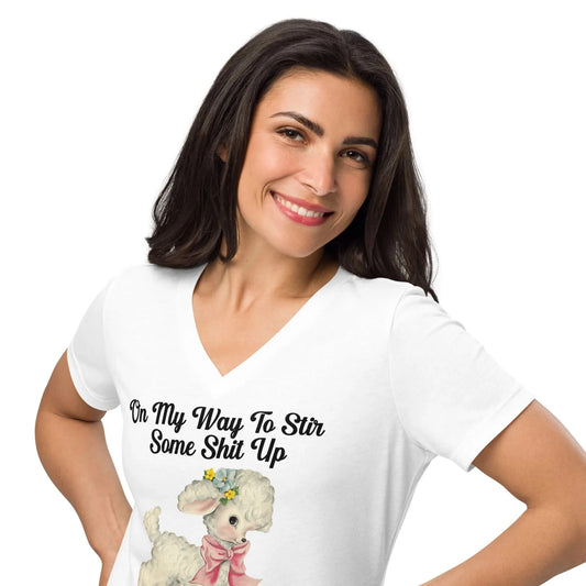 Stir Shit Up Women’s V-Neck T-Shirt, Cute animals, Sassy Clothes, Rebel Girl Rampage
