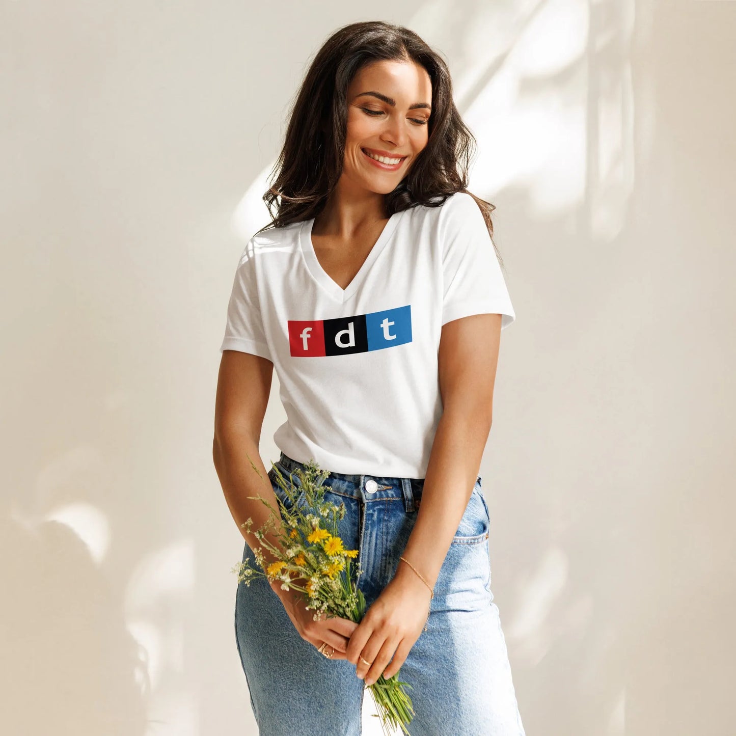 FDT WOmen’s V-Neck Relaxed Fit T-Shirt, Save NPR, Public Broadcasting Radio, Protest, Anne Lesniak, Rebel Girl Rampage