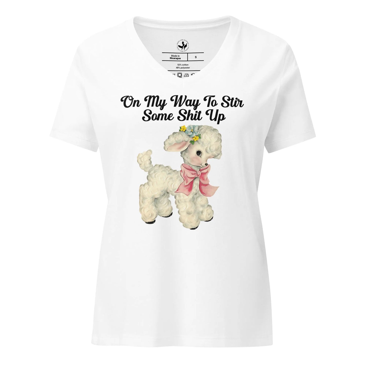 Stir Shit Up Women’s V-Neck T-Shirt, Cute animals, Sassy Clothes, Rebel Girl Rampage