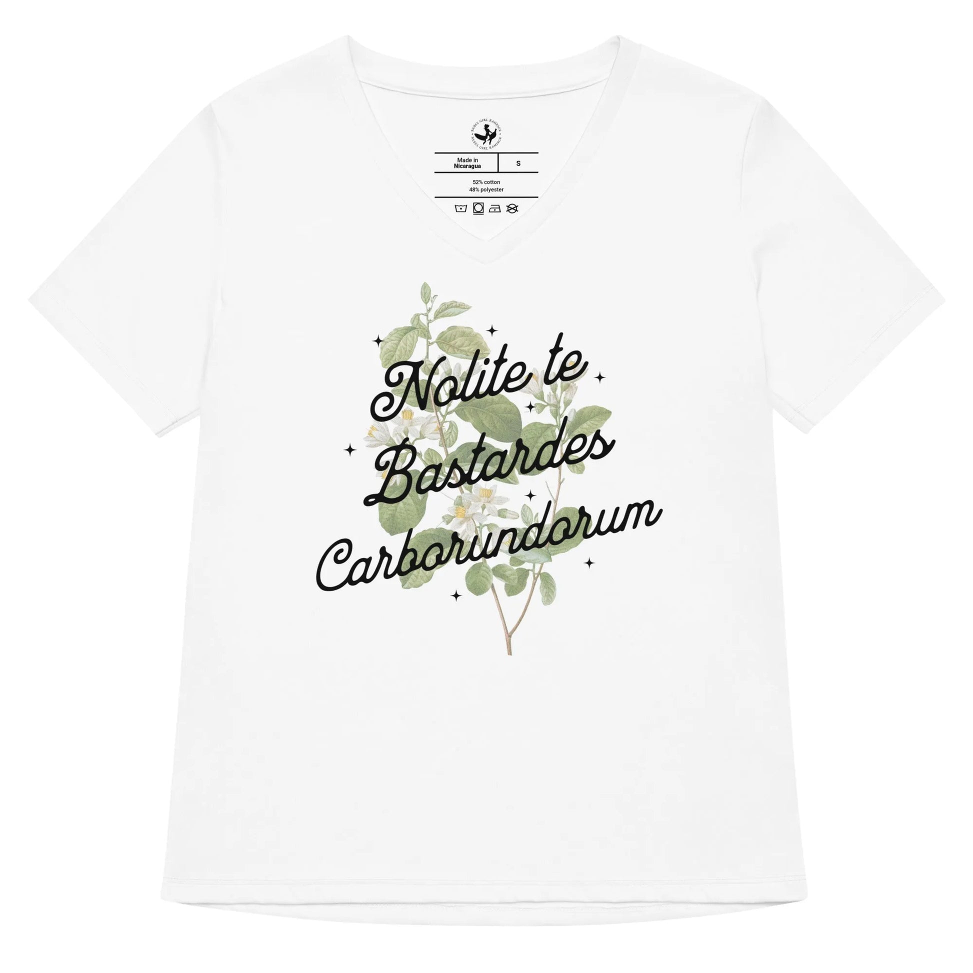 Nolite te Bastardes Carborundorum Women’s V neck T-Shirt, Feminist tops, Don’t let the bastards grind you down, Handmaid, Rebel Girl Rampage