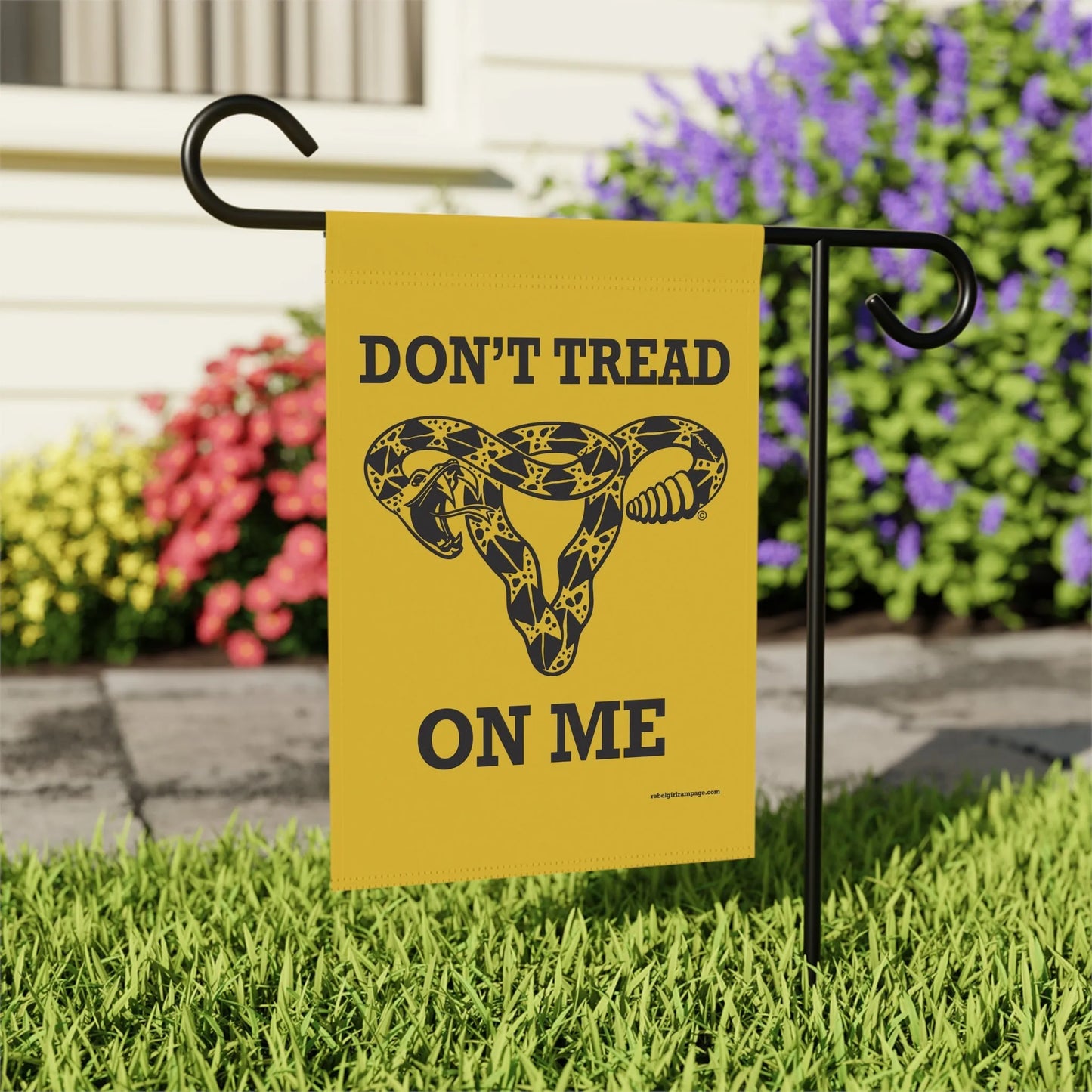 Don’t Tread On Me Uterus Garden Flag, Rebel Girl Rampage, Home Decor Feminist art Pro Choice