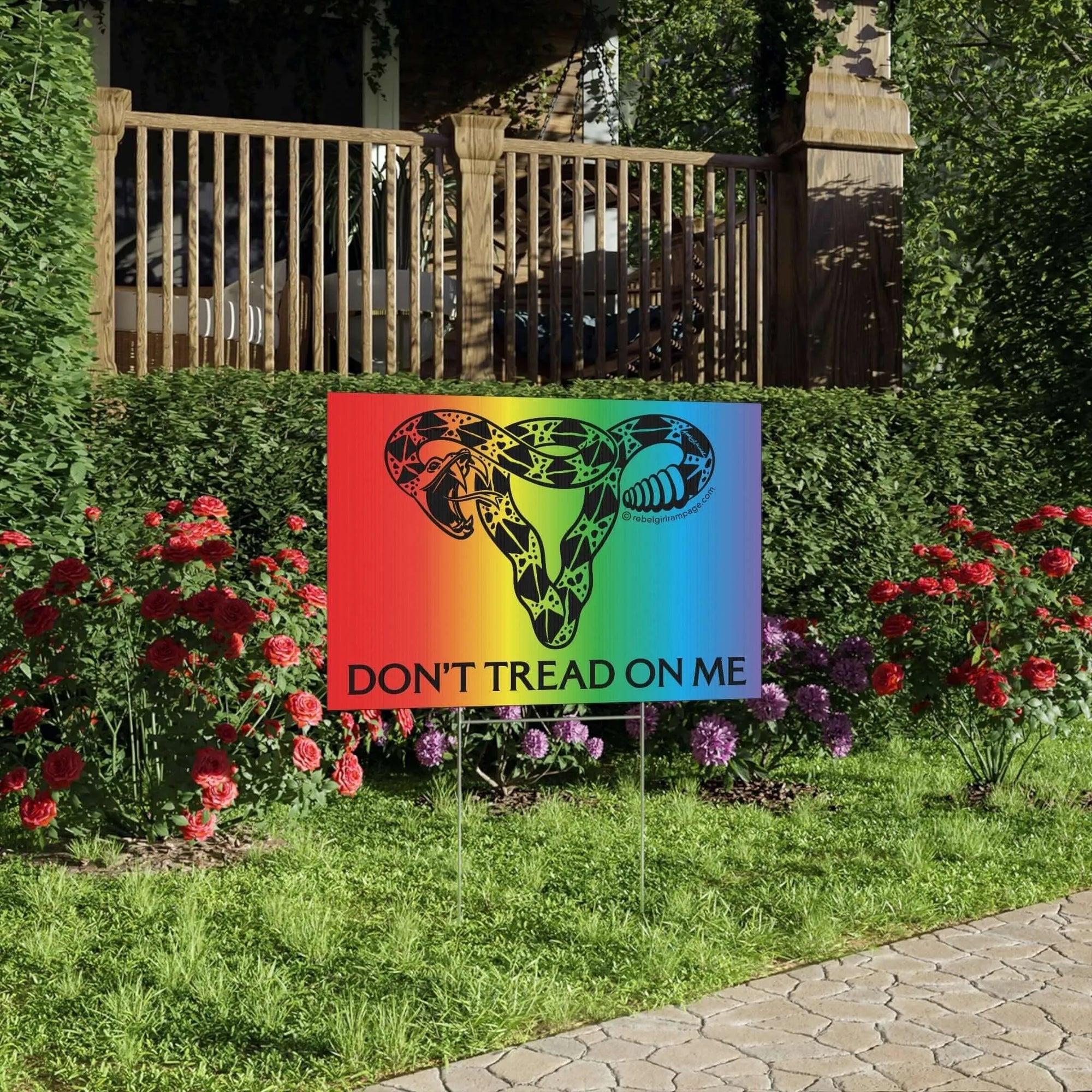 LGBTQ support yard sign reproductive rights drag queens transgender rights uterus pro choice rainbow support pride month