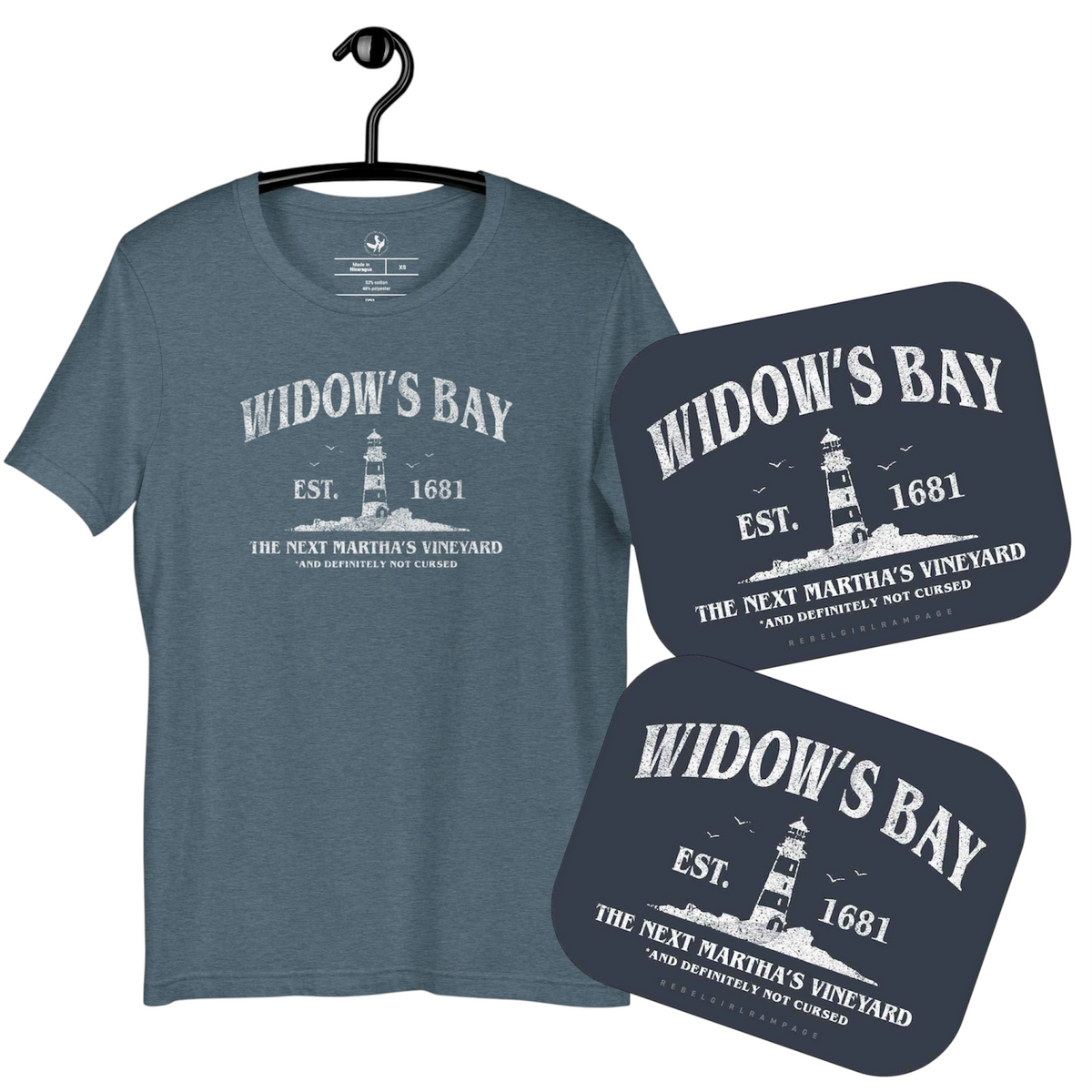 Widow’s Bay T-Shirt & 2 Sticker Bundle
