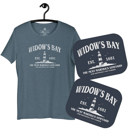 Widow’s Bay T-Shirt & 2 Sticker Bundle
