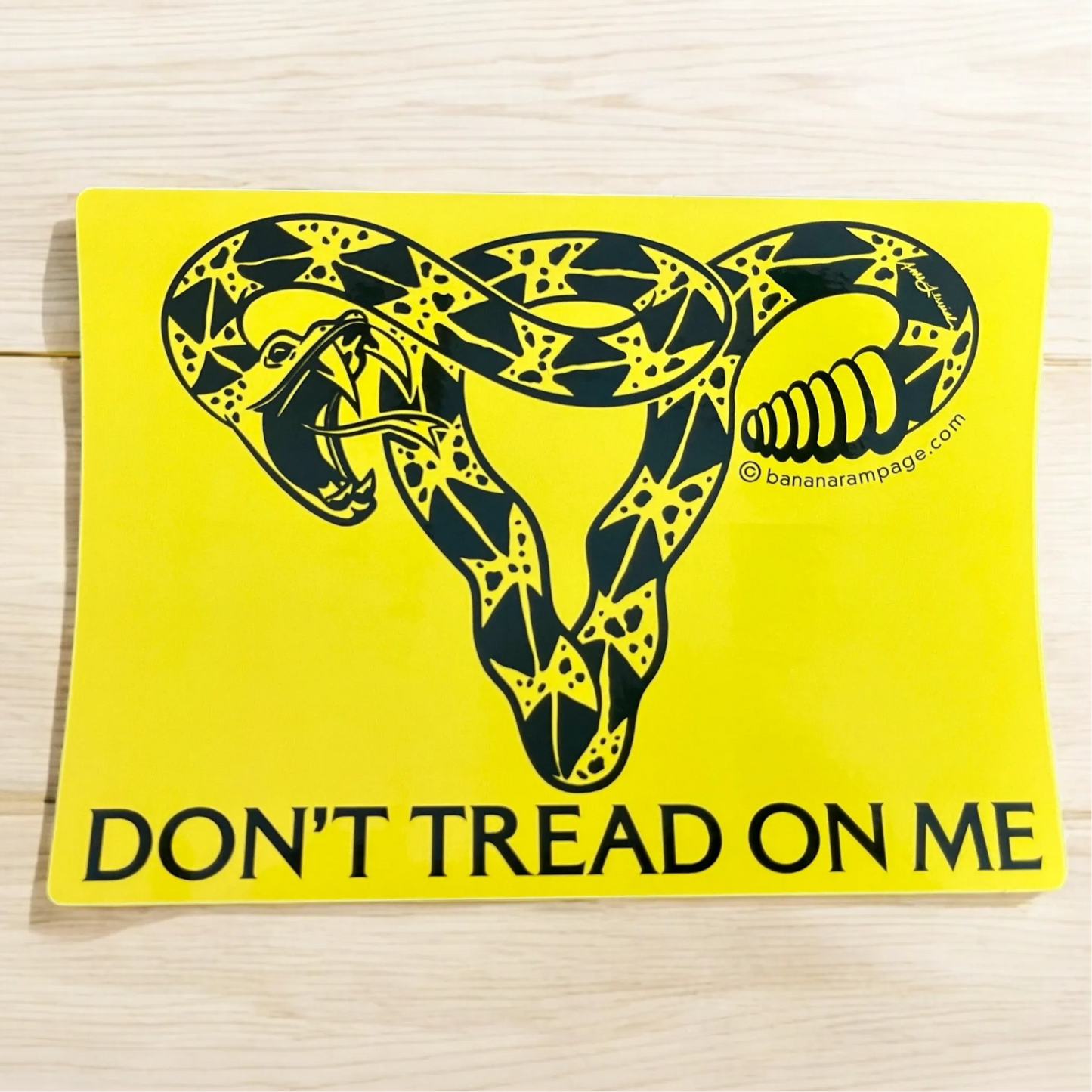 Don’t Tread On Me Uterus Bumper Sticker, Rebel Girl Rampage, Stickers, Designs by Annie, DTOM