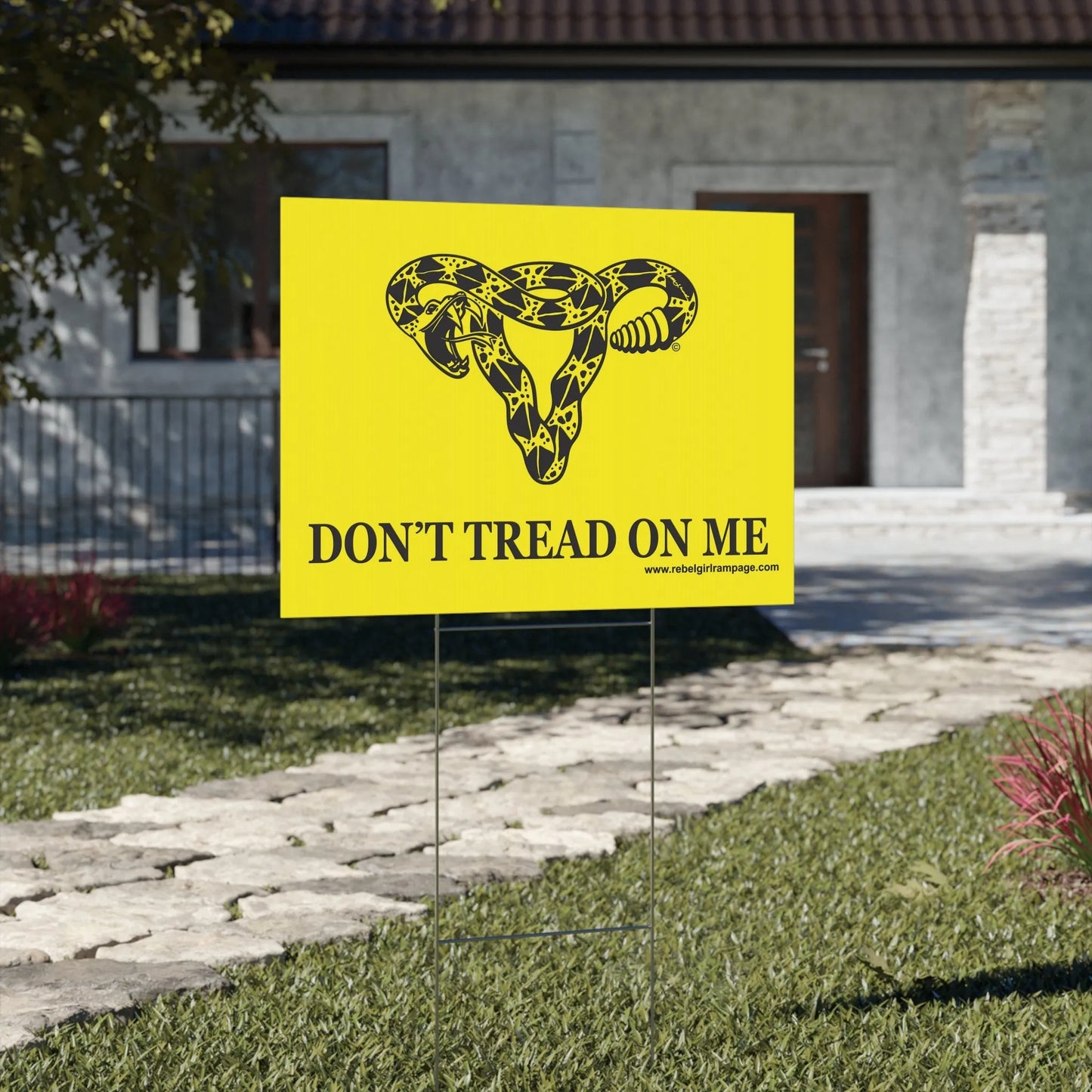 Don't Tread on Me Uterus Yard Sign, Rebel Girl Rampage, Home Decor, Flags, Designs By Annie, DTOM