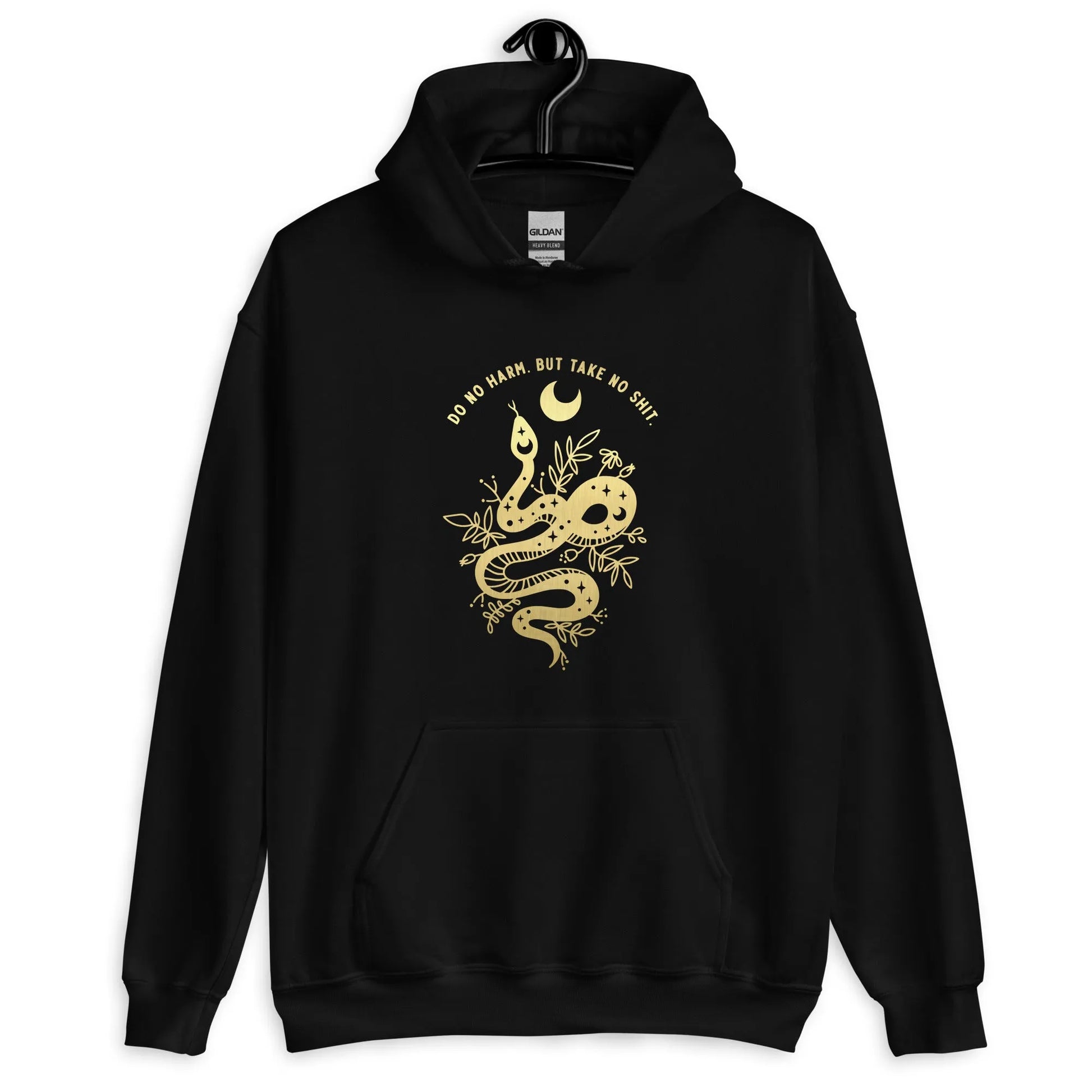 Do no harm, but take no shit gold snake with stars graphic hoodie, sassy, empowered, bold, fun, Rebel Girl Rampage