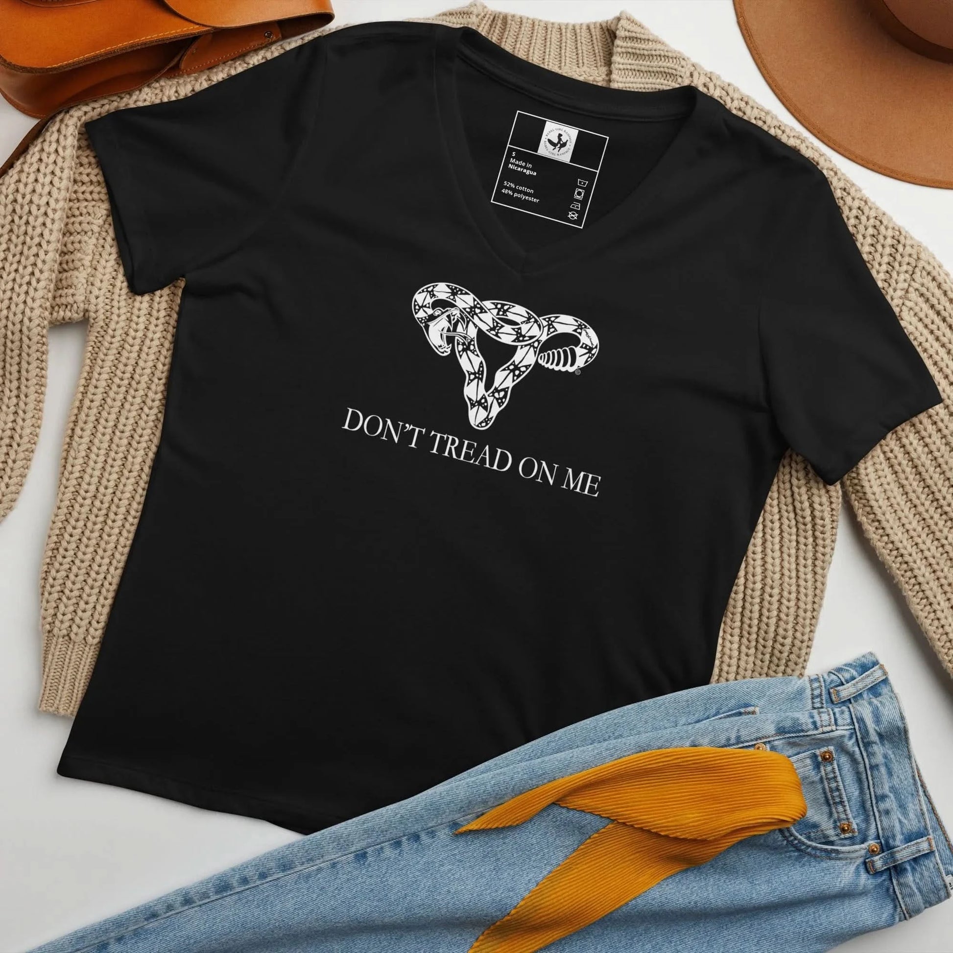 Don't tread on me rattlesnake uterus graphic t shirt, women's rights, reproductive rights, my body my choice, Rebel Girl Rampage