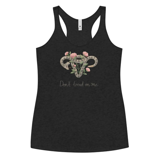 Don’t Tread on Me Uterus with Flowers Racerback Tank, women's rights, pro choice, Rebel Girl Rampage