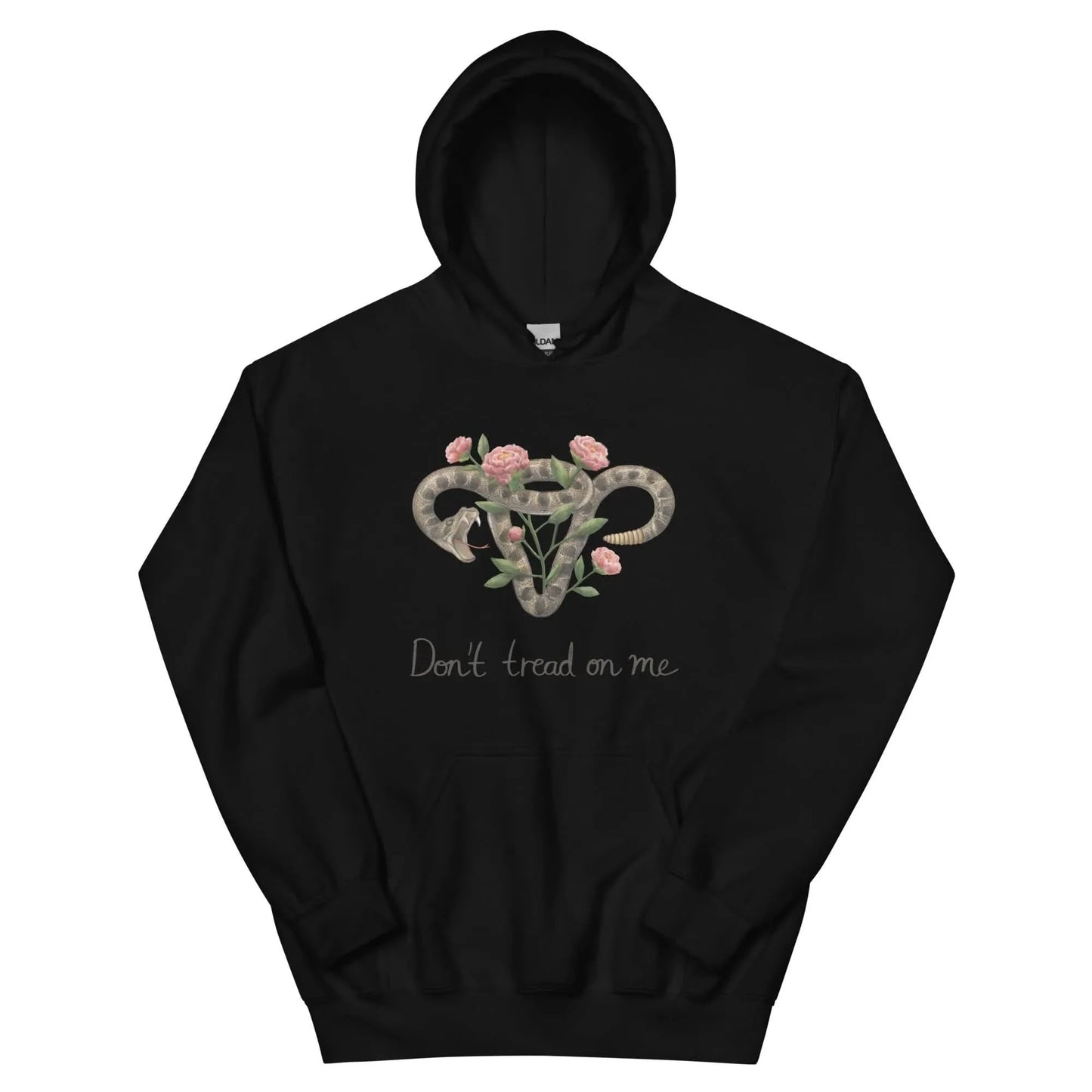 Don’t Tread On Me Uterus with Flowers unisex feminist pro choice women’s rights hoodie Rattlesnakes and Roses abortion rights sweatshirt Rebel Girl Rampage 
