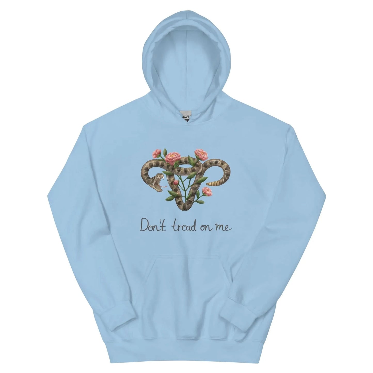 Don’t Tread On Me Uterus with Flowers unisex feminist pro choice women’s rights hoodie Rattlesnakes and Roses abortion rights sweatshirt Rebel Girl Rampage 