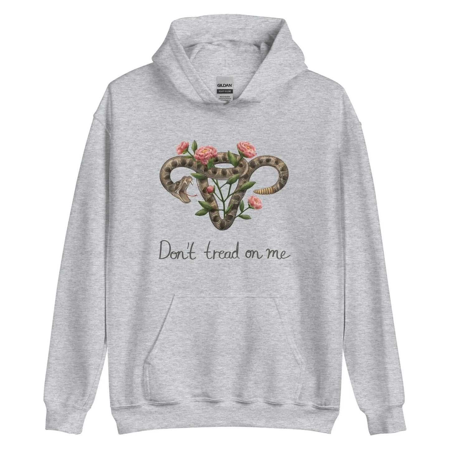 Don’t Tread On Me Uterus with Flowers unisex feminist pro choice women’s rights hoodie Rattlesnakes and Roses abortion rights sweatshirt Rebel Girl Rampage 