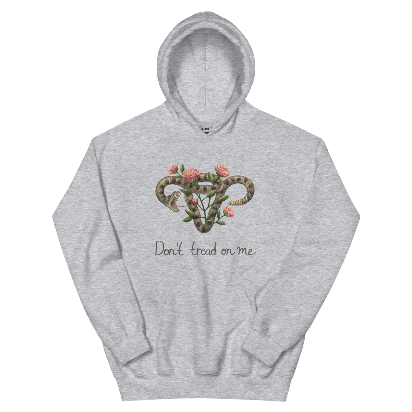Don’t Tread On Me Uterus with Flowers unisex feminist pro choice women’s rights hoodie Rattlesnakes and Roses abortion rights sweatshirt Rebel Girl Rampage 