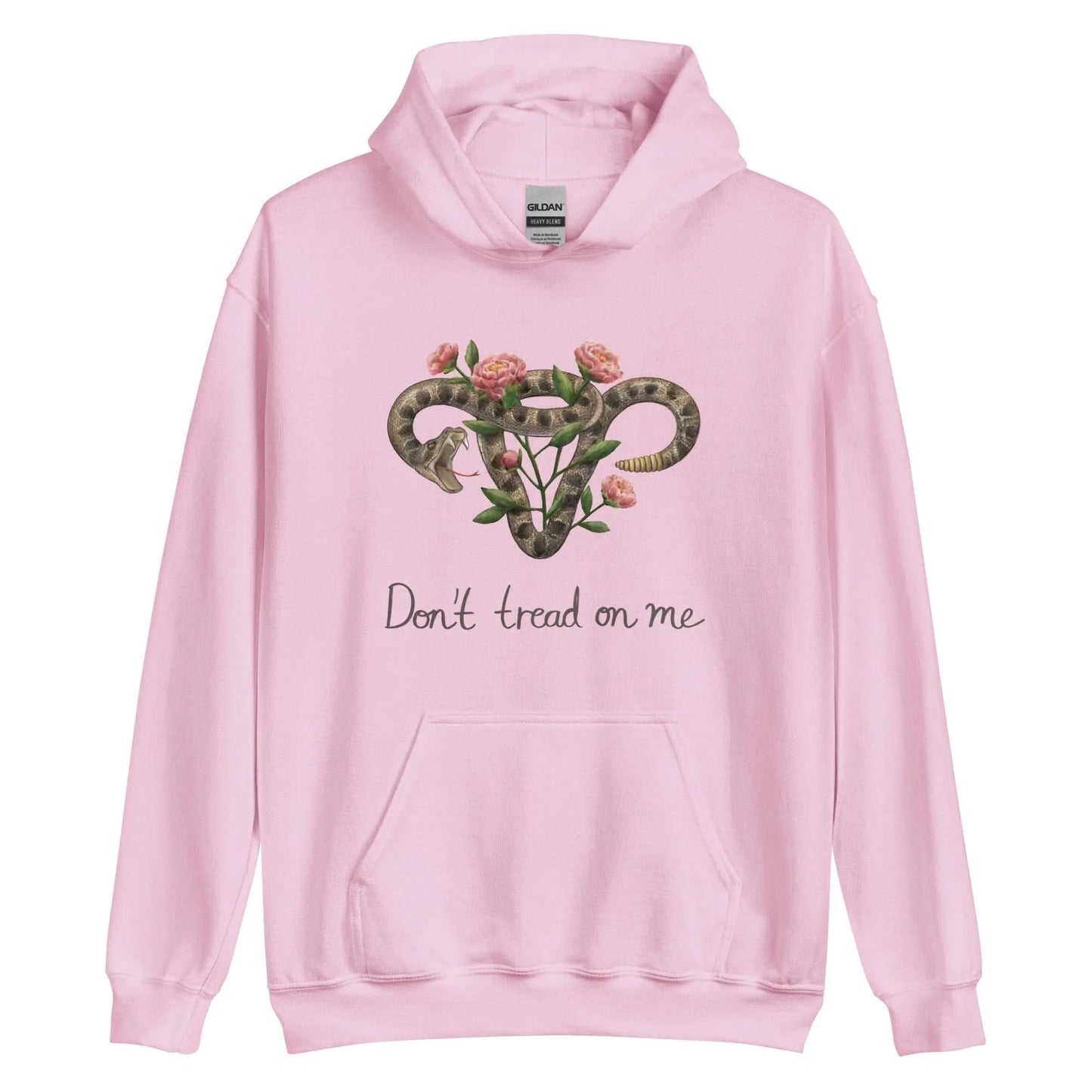 Don’t Tread On Me Uterus with Flowers unisex feminist pro choice women’s rights hoodie Rattlesnakes and Roses abortion rights sweatshirt Rebel Girl Rampage 