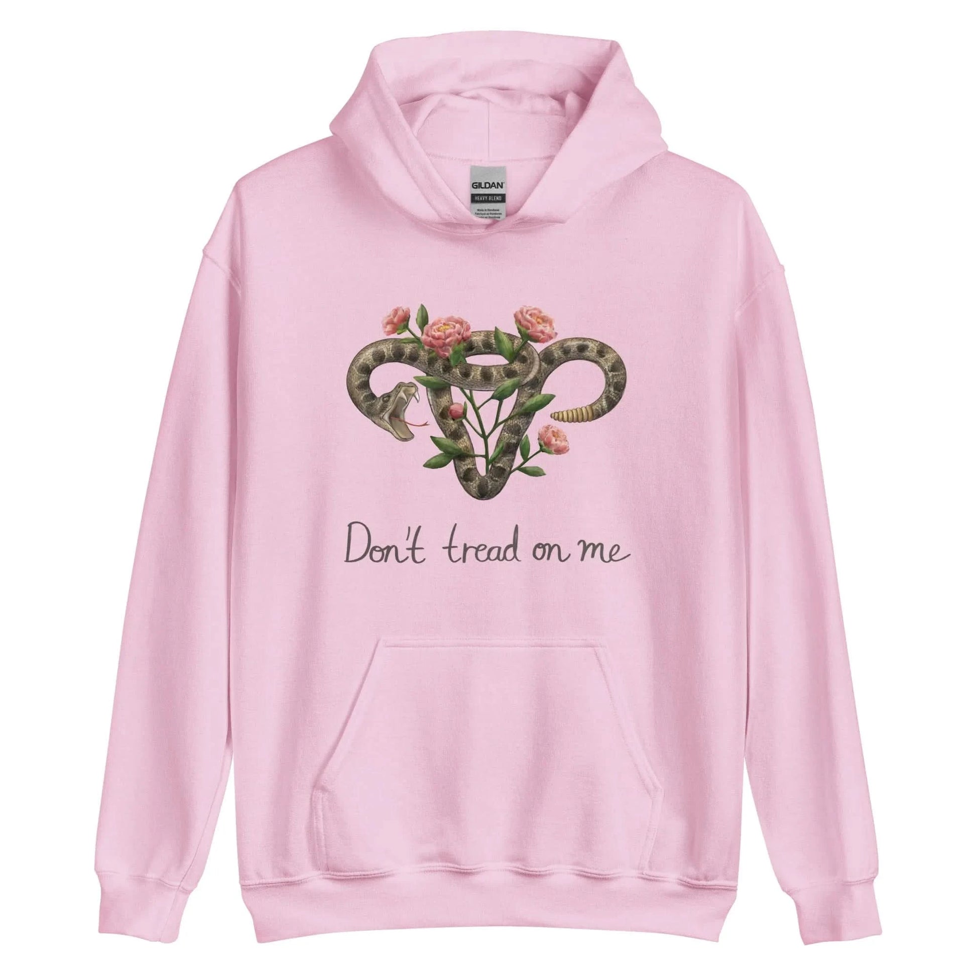 Don’t Tread On Me Uterus with Flowers unisex feminist pro choice women’s rights hoodie Rattlesnakes and Roses abortion rights sweatshirt Rebel Girl Rampage 
