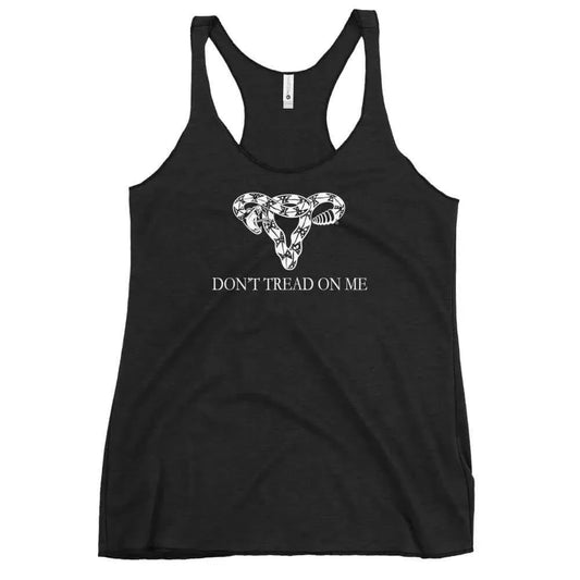 Don’t Tread On Me Uterus Racerback Tank Top, Feminist snake Gadsden, Anne Lesniak, Rebel Girl Rampage 