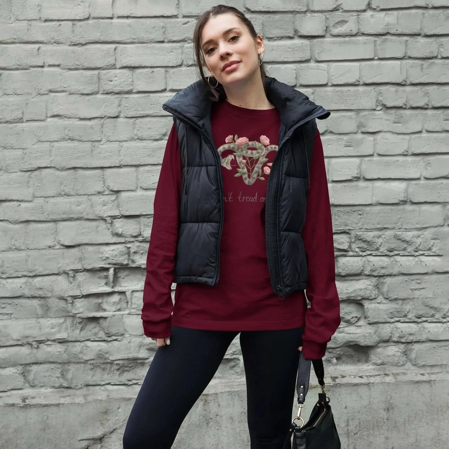 Don’t Tread On me Uterus with Flowers Unisex Long Sleeve reproductive rights texas pro choice cotton t-shirt, Rebel Girl Rampage