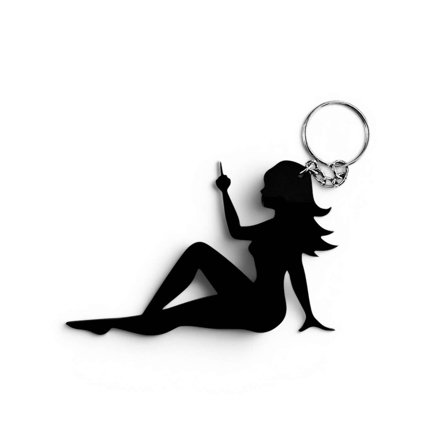 Mudflap Girl Middle Finger Keychain