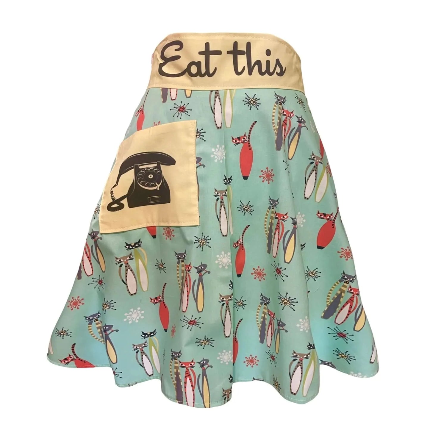 Retro Atomic Cat Waist Apron