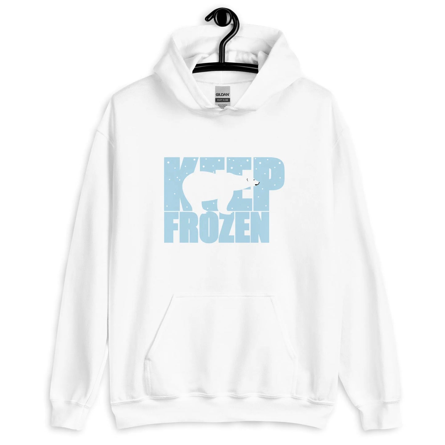 Keep Frozen white polar bear graphic hoodie, global warming, climate change, ice caps, winter, cozy, chilly, warm, animal activist, animal lover, environmentally conscious, Rebel Girl Rampage