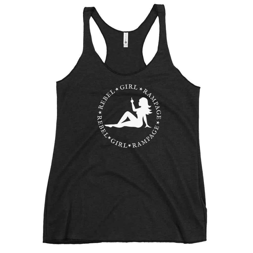 Mud Flap Girl Middle Finger Rebel Girl Rampage Feminist Girl Power F you Logo Tank 