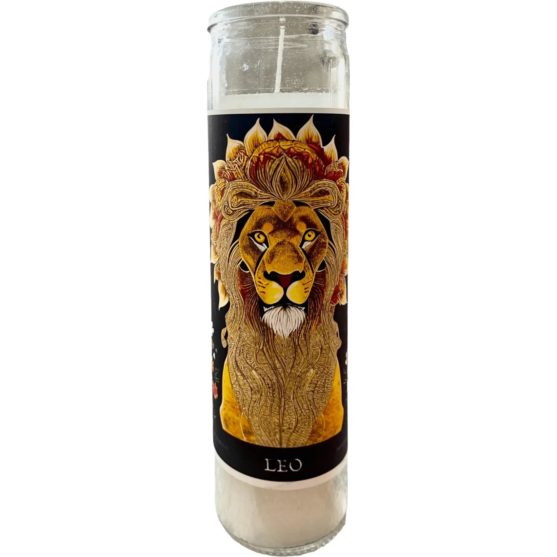 Leo the lion fire sign zodiac astrology altar wiccan celestial prayer candle metaphysical ruled by the sun home decor