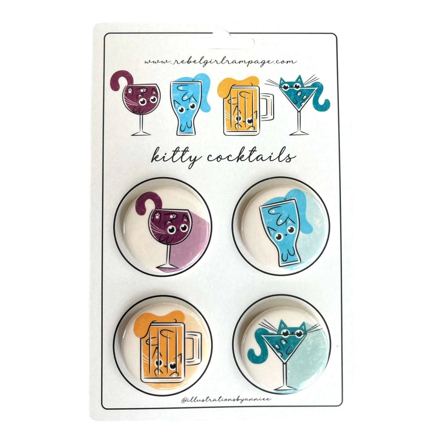 Kitty Cocktails Button Pack