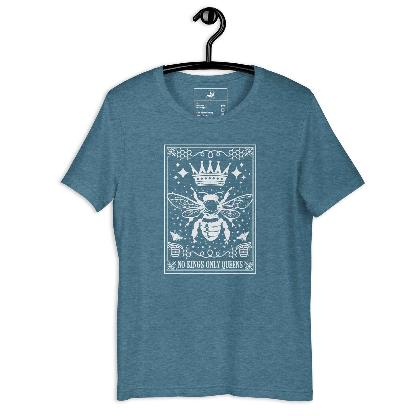 Queen Bee No Kings liberal tarot card style graphic art Unisex T-Shirt at Rebel Girl Rampage 