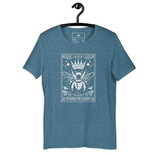 Queen Bee No Kings liberal tarot card style graphic art Unisex T-Shirt at Rebel Girl Rampage 