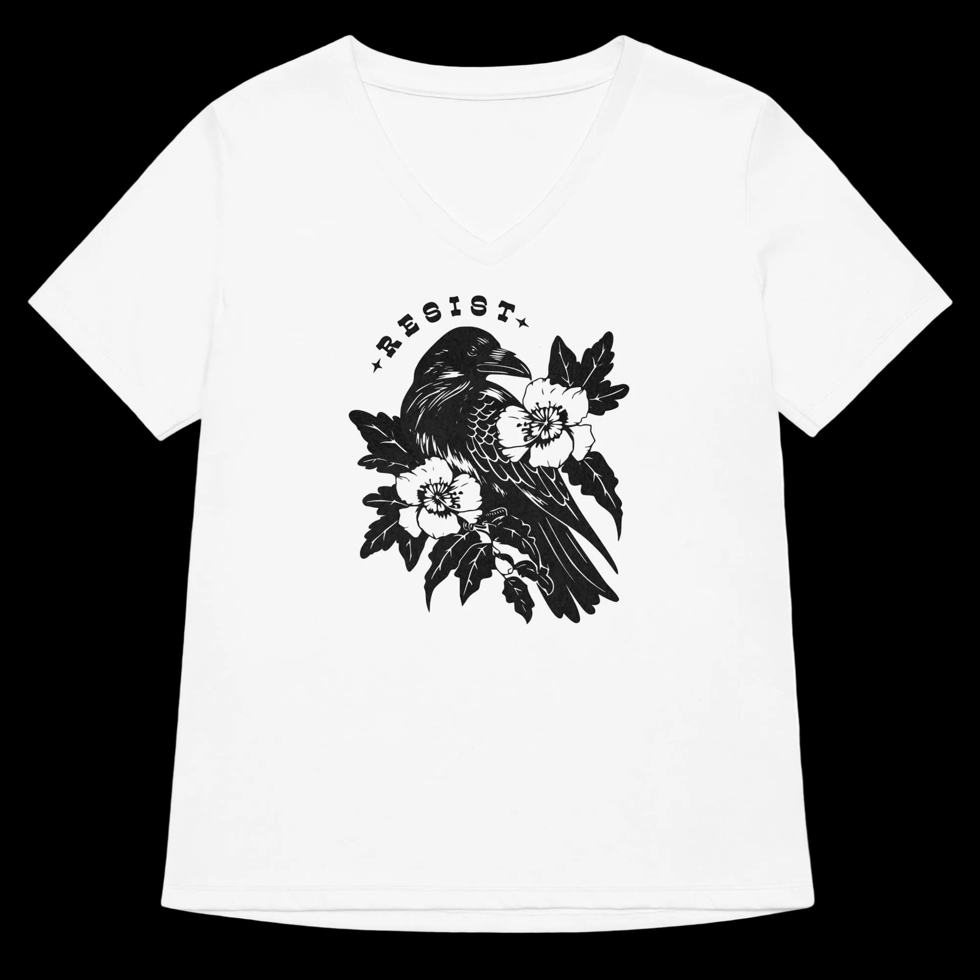 Resist Crow V-Neck T-Shirt - Rebel Girl Rampage