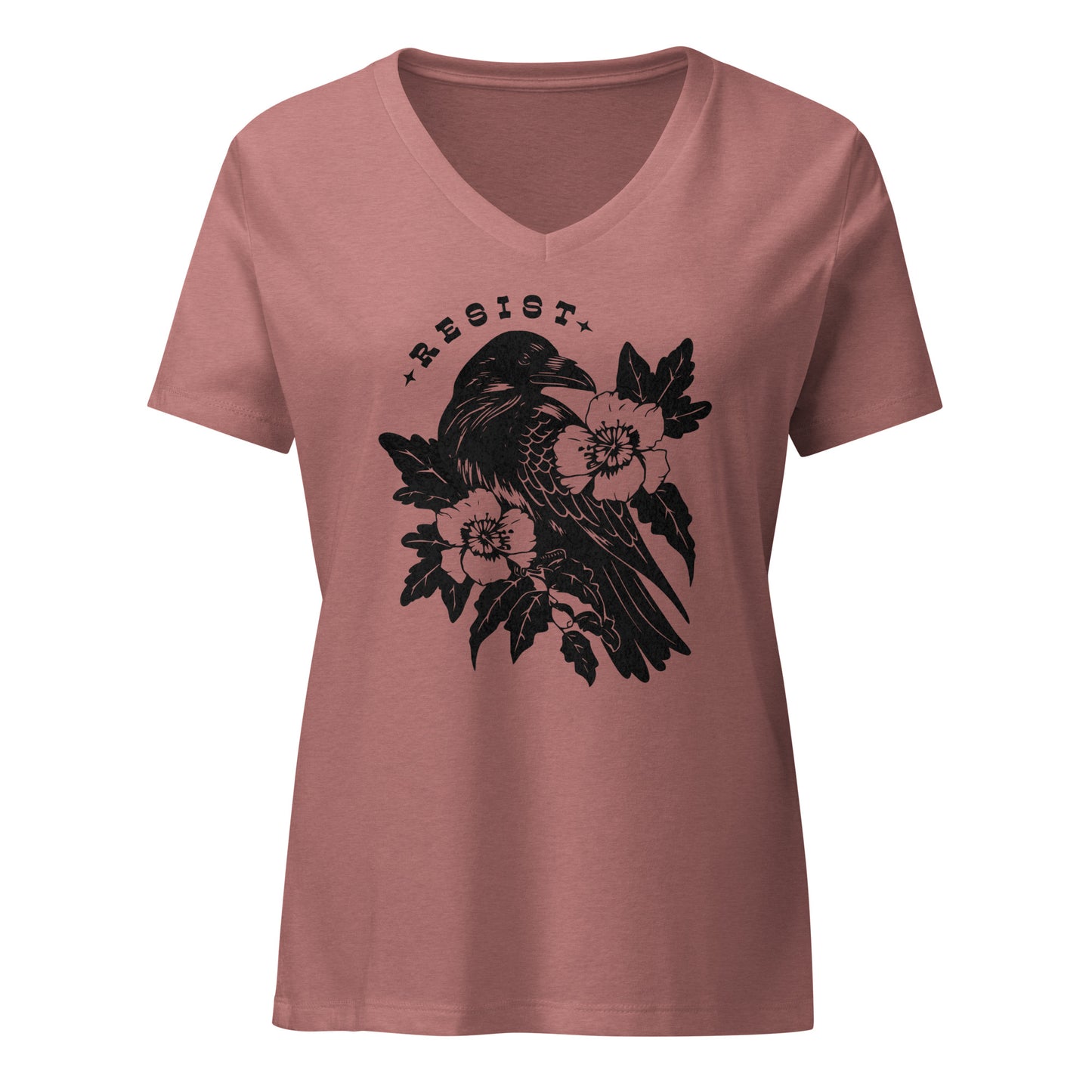 Floral Resist Crow V-Neck T-Shirt - Rebel Girl Rampage