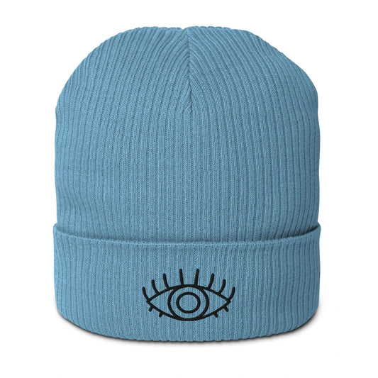 Third eye embroidered blue beanie, metaphysical, witchy, chakra, Rebel Girl Rampage