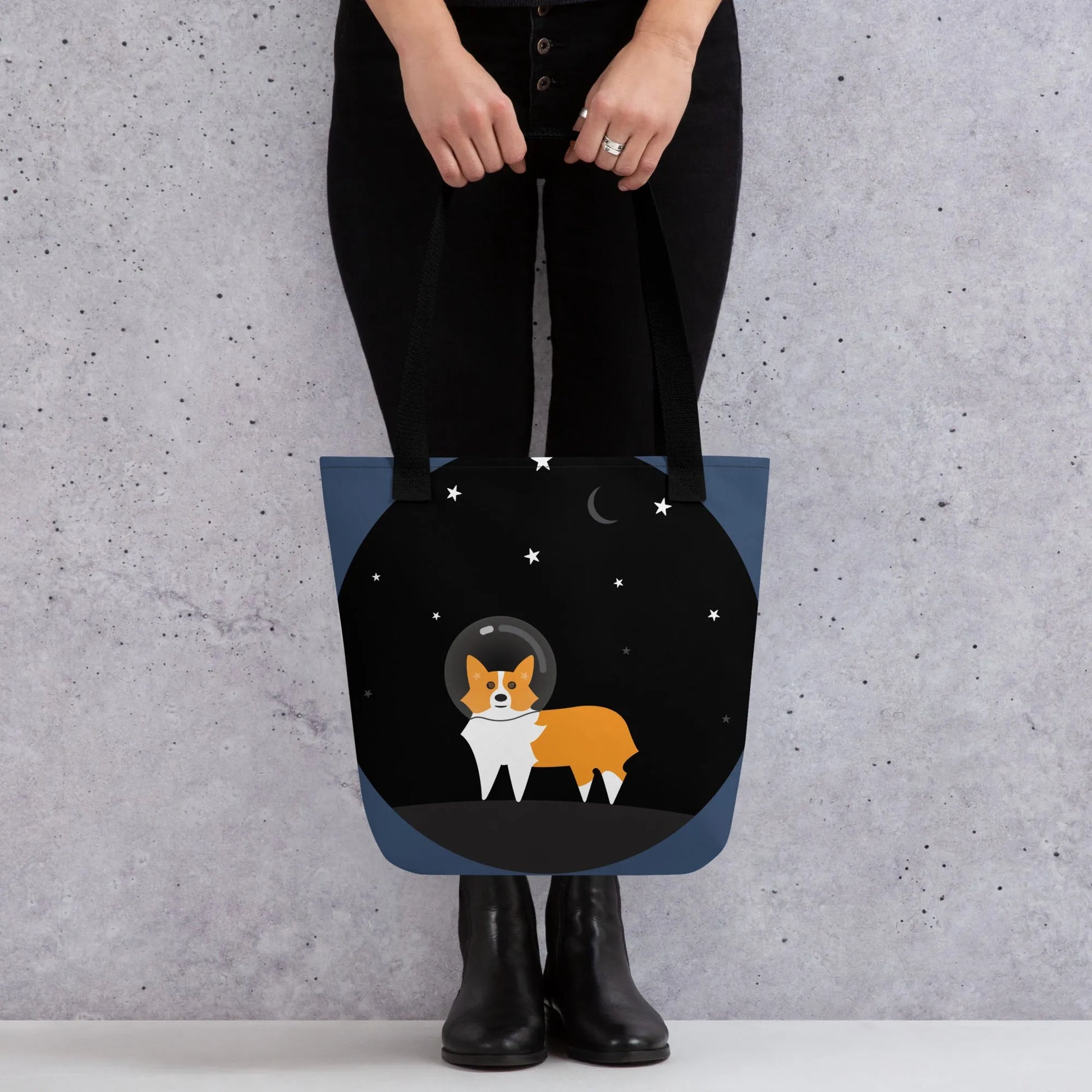 Astro Space Corgi Dog Lover Reusable Market tote bag Rebel Girl Rampage 