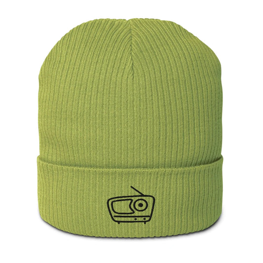 Retro Vintage Radio embroidered Sustainable Organic Beanie. Eco Friendly Winter hat by Rebel Girl Rampage