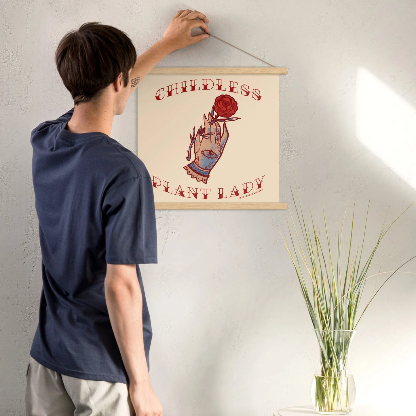 Childless Plant Lady Poster with Hanger, Rebel Girl Rampage, Posters, Prints, & Visual Artwork, Designs by Lindsey