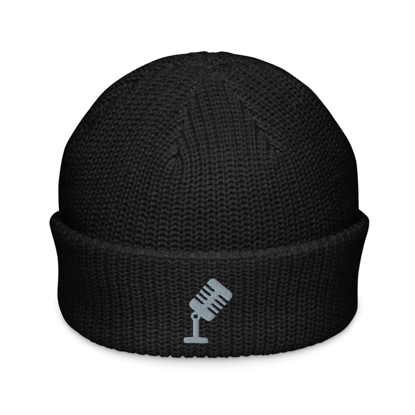 Retro Vintage Microphone Embroidered knit Fisherman Beanie winter hat by Rebel Girl Rampage