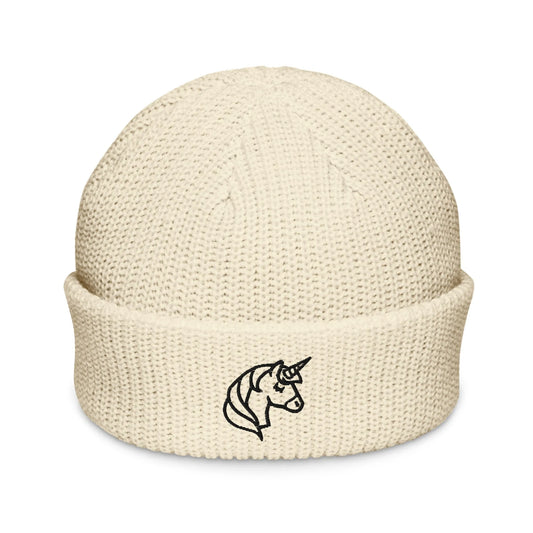 unicorn embroidered cream beanie, magical, whimsical, Rebel Girl Rampage