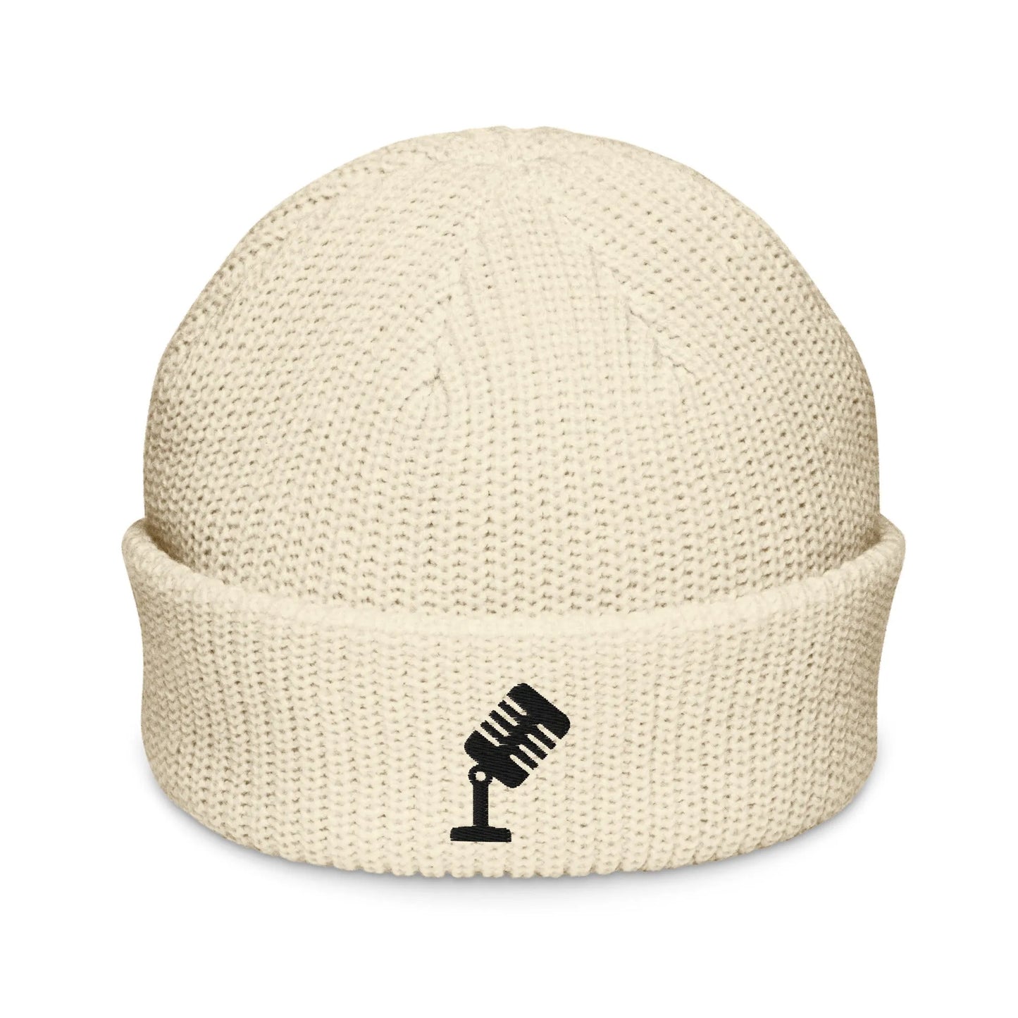 Retro VIntage Microphone Embroidered knit Fisherman Beanie winter hat by Rebel Girl Rampage