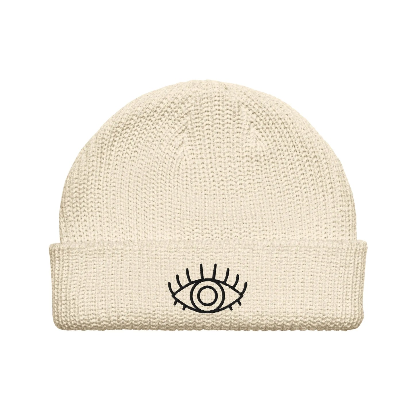 Third Eye Evil Eye Protection Embroidered Fisherman Beanie Loose Knit Winter Hat Rebel Girl Rampage