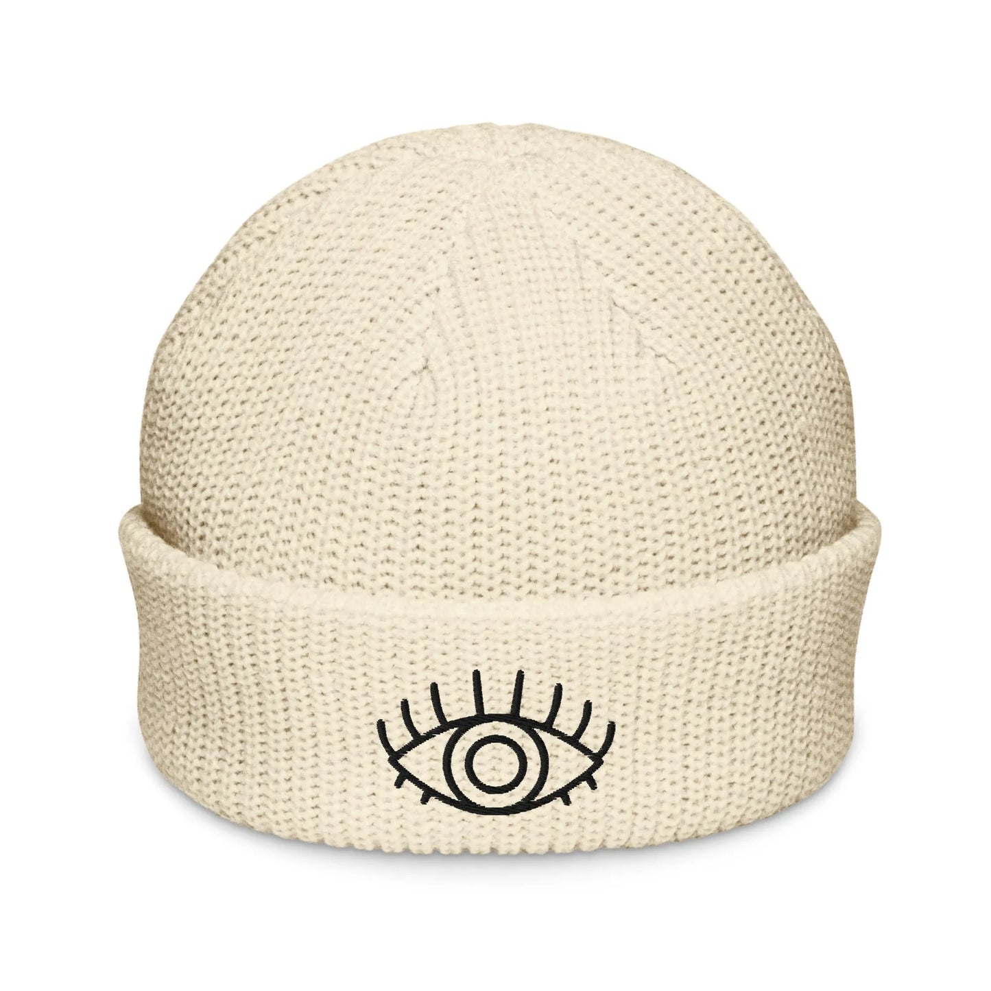 Third Eye Evil Eye Protection Embroidered Fisherman Beanie Loose Knit Winter Hat Rebel Girl Rampage