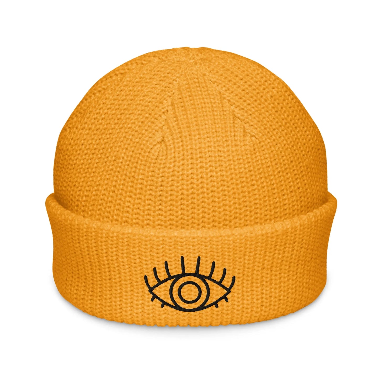 Third Eye Evil Eye Protection Embroidered Fisherman Beanie Loose Knit Winter Hat Rebel Girl Rampage