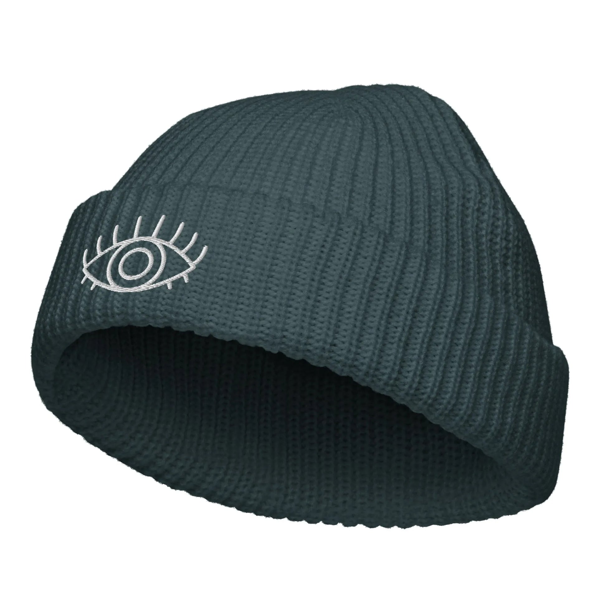 Third Eye Evil Eye Protection Embroidered Fisherman Beanie Loose Knit Winter Hat Rebel Girl Rampage